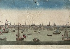 A General View of the City Amsterdam - altkol. Guckkasten-Kupferstich - 18. Jh.