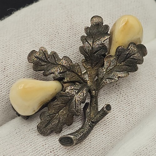 Trachten brosche silber laub - silber,