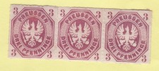 ## AD Preußen MiNr 19 a DREIER - STREIFEN x / xx, selten ANGEBOTEN , TADELLOS ##