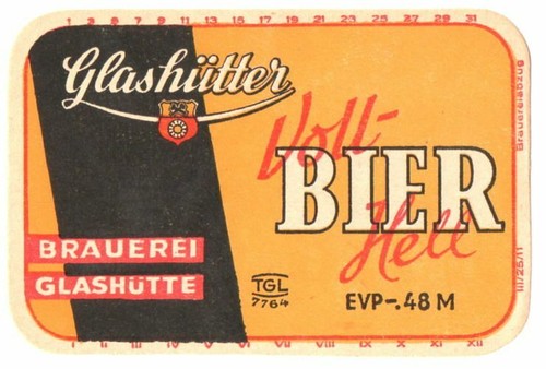 Uraltes bieretikett glashütte - uraltes,