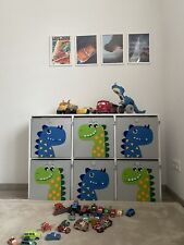 Kinder Spielzeug Regal Bücherregal mit Dino Aufbewahrungsboxen