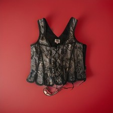 Corsage Country Line Gr 40 Silber Schwarz Zinnösen,sexy. Trachten Festlich