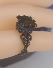 Skull Ring Schwarz Blau Krone