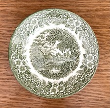 Porzellan Teller Broadhurst Staffordshire England, grün/weiß, Ironstone