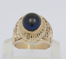 Universitäts College Ring 10 kt 10k 417 er Gelb Gold Stein Blau Josten`s RG 60,5