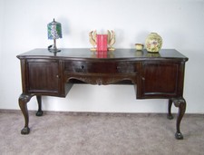 ANRICHTE SIDEBOARD SCHREIBTISCH B 1,80 MAHAGONI-HOLZ BRAUN CHIPPENDALE-STIL 