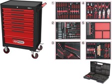 KS TOOLS ECOline SCHWARZ/ROT Werkstattwagen mit 7 Schubladen und 598 Premium-...