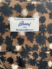 Brioni For Neiman Marcus XL Herren Hemd 100% Rayon Italy Print Kurzarm brustbrei