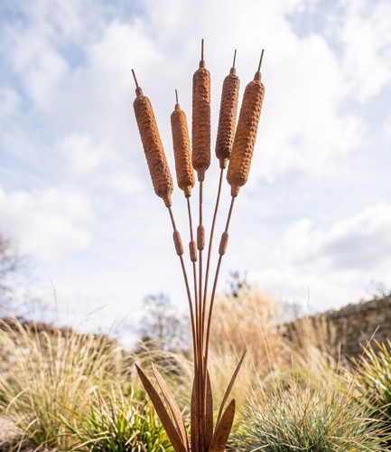 Edelrost schilf gartenstecker - edelrost,