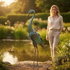 Kranich Gartenfigur Metall