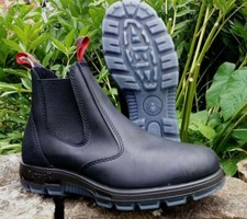 schwarz Redback schwarze LEDER STIEFEL BOOtS made AUSTRALIEN + + Stahlkappe