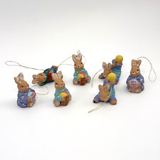 7x VTG Osterhasen Deko Figuren | Handgefertigt | 5cm | Ostern Baum Garten Retro