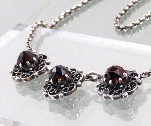 Granat silber kette austria - granat, °