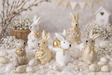 6 STK OSTERHASEN braun Creme