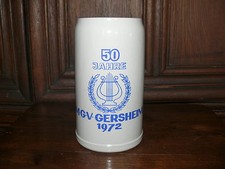 Krug alter Bierkrug 1 Liter von 1972 M.G.V. Gersheim 50 Jahre