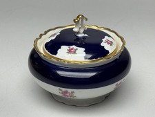 VEB Porzellan DDR Schale mit Deckel Blau Weiß 10315