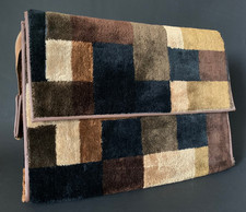 Kulturbeutel Vintage 70er, Brauntöne samtig Velours, Top Zustand, unbenutzt