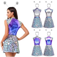 Damen Alien Kostüm Metallic