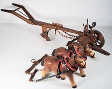 Großes Modell, Räderpflug m. Pferde-Gespann, deutsch Ende 20. Jh. Vintage #BA105