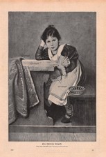 Eine schwierige Aufgabe - Hermann Kaulbach - 1900 - Histor. Holzstich ~22x32cm