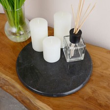 wohnfreuden Marmor Tischset Della 30 cm schwarz rund Tablett Accessoire