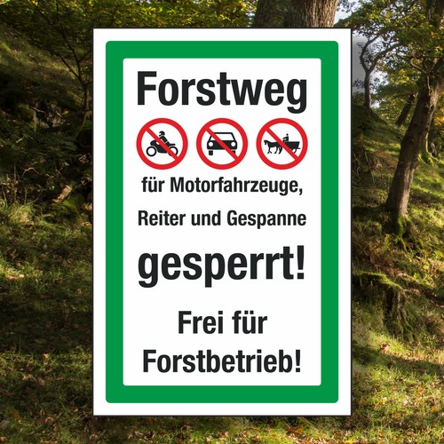 Schild forstweg gesperrt - schild,