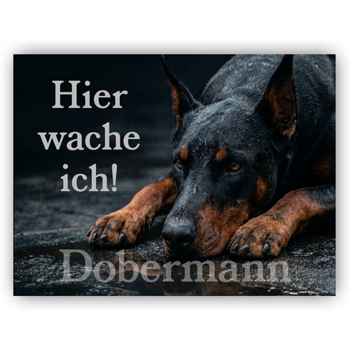 Dobermann warnschild hier - dobermann, “hier