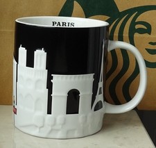 Starbucks City Mug Tasse Becher Relief Paris Frankreich schwarz-weiß 16oz NEU