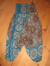 Einteiler schulterfrei Größe 38-42 türkis-bunt Hippie-Style Haremshose Jumpsuit