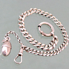 Silber Uhrenkette  CHATELAINE Abhängung Eichel