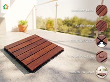 9er-Set Massivholz-Klickfliese