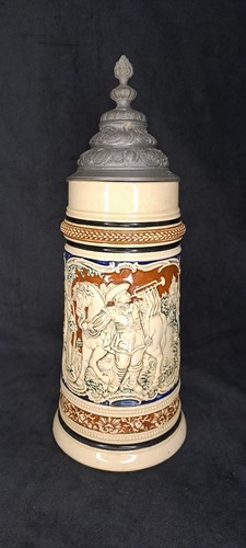Alter bierkrug mit zinndeckel - mit,