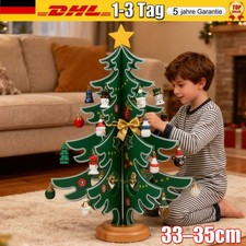 Adventskalender 2025 Holz Weihnachtsbaum 42 Ornamente 24 Tage Countdown Kinder