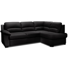 Ecksofa - black - Kunstleder -