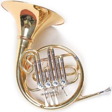 French Horn, B Waldhorn, Goldmessing Mundrohr, 4 Zylinderventile, Koffer, NEU