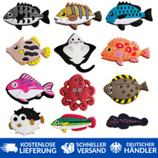 12x Meeresfische  Cartoon Schuh Charms für Crocs DIY Dekoration Zubehör