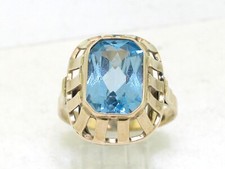 Ring 333 Gelbgold 8Kt Gold synth. Spinell Aquamarin  facettiert   1970er Jahre