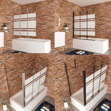 140cm 6mm ESG Faltwand mit Seitenwand Duschabtrennung Badewannenaufsatz