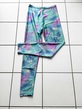 Crane Glanzleggings Retro Lila Türkis Ornamente 40/42 Vintage Original