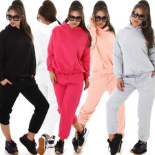 Damen Oversize Hausanzug Jogginganzug Kapuzenpullover kuschelig Fleece sexy 