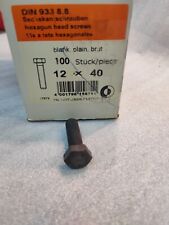 67Stk. 8.8 Stahl Sechskantschrauben DIN933 M12 X 40mm 12 x 40 Restposten Schwarz