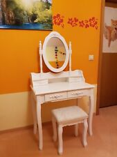 [en.casa] Schminktisch mit Spiegel + Hocker Frisierkommode Frisiertisch Kosmetik