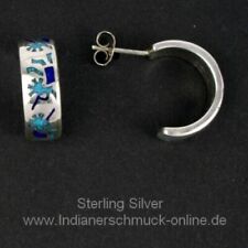 Indianerschmuck Creole Kokopelli mit Türkis Lapis ChipInlay Westernschmuck