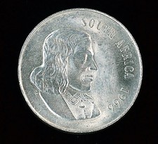 Silbermünze, Süd Afrika;  1966; 1 RAND, 800er Silber, vorzüglich, Springbock