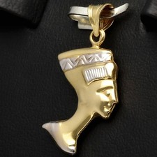 Nofretete Anhänger Goldanhänger 585 14K ECHT GOLD WIE NEU GESCHNEK IDEE Bicolor