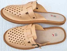 Hausschuhe - Latschen Gr.46 Echt Rinds LEDER + Bequeme, Natur *2-te Wahl*