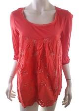 ROXY Tunika Bluse für Damen Stickerei S 3/4 Ärmel Runder Ausschnitt