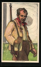 Künstler-AK J.E. Hugentobler: Schweizerischer Schützenverein 1824 - 1924 