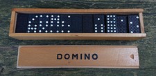 altes älteres Domino Dominospiel Holzschachtel nichts nix sehen hören sagen