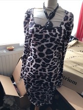 Midikleid Stretch Kleid Leo Leoparden Kleid Minikleid Gr 40-42 Business Animal